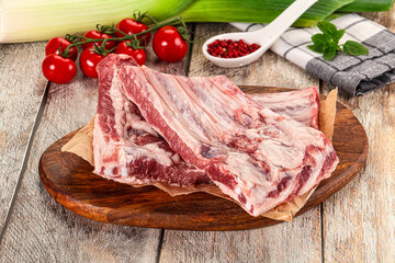 Raw pork ribs for cooking