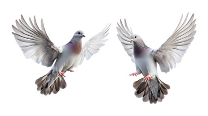 Pack of Flying Dove Set Against Transparent Background for Peace, Religious, or Design Themes