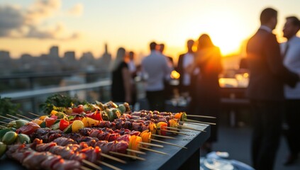 Rooftop Sunset Barbecue: Delicious Kebabs and City Views