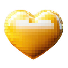Isolated yellow heart 3D render icon on transparent background cutout