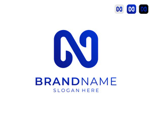 Initial Letter N With Modern Simple Line For Brand or Business Vector Logo Design Illustration