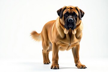 Obraz premium Majestic mastiff, powerful stance, white background, portrait, full body