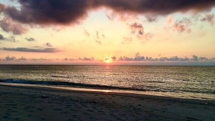 鹿児島県県与論島の夕方のビーチ