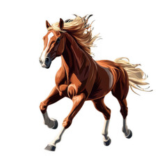 Obraz premium Running brown horse isolated on transparent background cutout