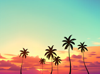 Timeless Tropical Escape: Coconut Palms Under a Sunlit Sky with,generative ai