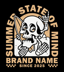 Vector design of a skull surfer with a dark background