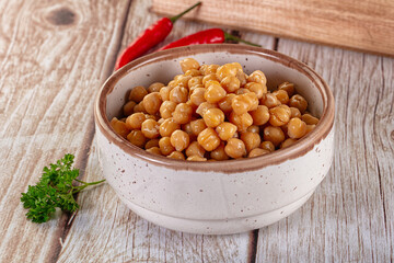 Boiled chickpea beans in the bowl