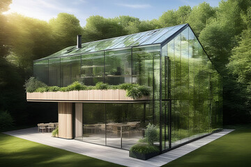 Obraz premium Futuristic glass house.