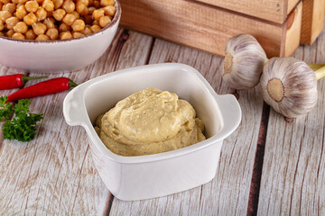 Natural organic homemade chickpea hummus