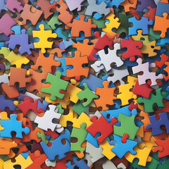 A collection of colorful puzzle pieces.