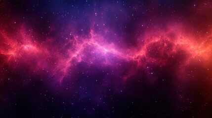 Naklejka premium Vibrant Cosmic Nebula in Deep Purples and Reds with Glowing Stars