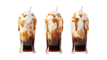 Pack of Root Beer Float Set Against Transparent Background for Beverage or Dessert Projects