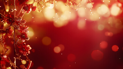 Red Floral Decor with Bokeh Lights