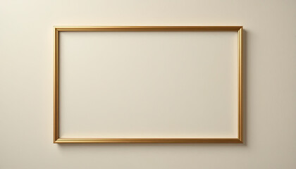 golden frame on plain wall, perfect for displaying art or photographs