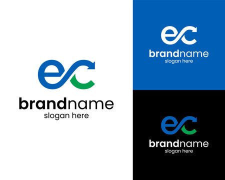 Initial Letter EC With Infinity Loop Recycle Arrow Concept Vector Logo Design Illustration