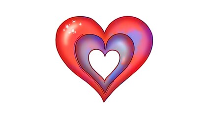 A stylized overlapping heart design with a gradient and star accents.