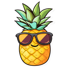 Cool pineapple character wearing sunglasses digital art fun atmosphere bright colors playful style