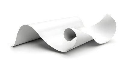 3D paper sheet icon with a slight curl, isolated on white