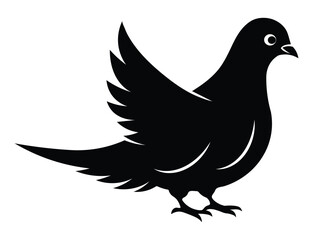 Pigeon graceful silhouette vector design with white background. 