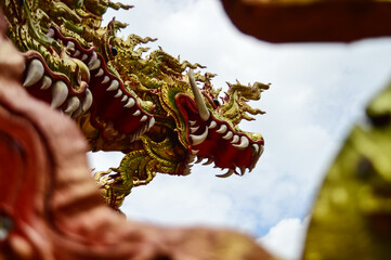 Statues of Serpent Guarding temples, Lanna Architecture, Symbols of Buddhism, South East Asia