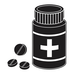 Minimalist Medicine Bottle Silhouette Modern Healthcare Icon Design