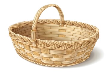Fototapeta premium wicker basket isolated on white background