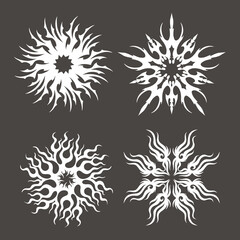 Abstract symmetrical shape cyber sigilism tribal symbol clip art ornate streetwear clothing element design illustration vector ink tattoo sticker