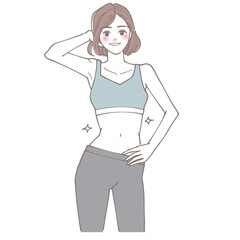 スリムな女性がポーズをとっているイラスト