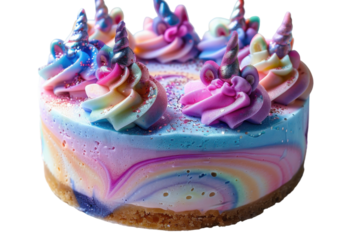 Magical Unicorn Cheesecake Isolated On Transparent Background