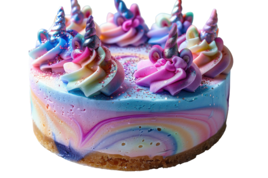 Magical Unicorn Cheesecake Isolated On Transparent Background