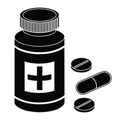 Flat Healthcare Icon of a Medicine Bottle Silhouette