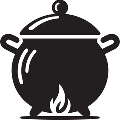Obraz premium black illustration cauldron, cauldron silhouette vector black and white