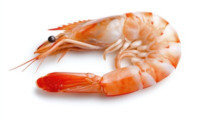 Fresh Shrimp Isolated on White Background for Culinary and Food Photography Projects