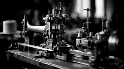 Fototapeta premium Close-up of shiny bolts on a production line, showcasing industrial manufacturing - metal precision factory robust
