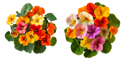 Set of a flower of nasturtiums, isolated on transparent background. 