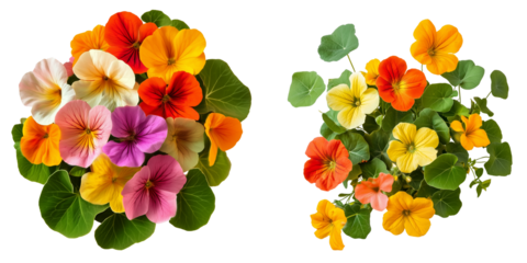 Set of a flower of nasturtiums, isolated on transparent background.