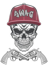 Skull in hustle art style with a casual style 55b