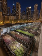 Lush green rooftop garden, sustainable urban landscaping Ideal for eco-friendly architecture and design projects - biophilic wall vertical balcony
