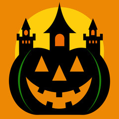 halloween pumpkin on the roof