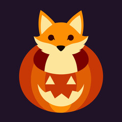 halloween cat with pumpkin