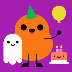 halloween pumpkin and ghost
