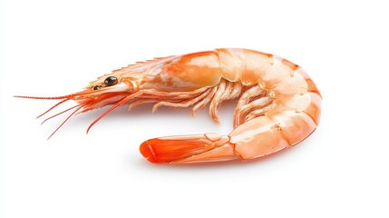 Fresh and Juicy Shrimp with Vibrant Orange Color Against a White Background