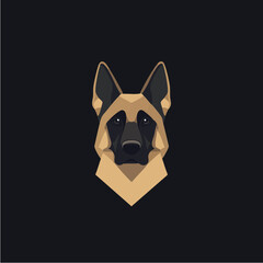 Geometric German Shepherd Dog Portrait on Black Background