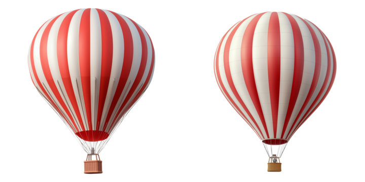 Set of a hot air balloon, isolated on transparent background.