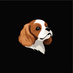 Cavalier King Charles Spaniel Dog Portrait on Black