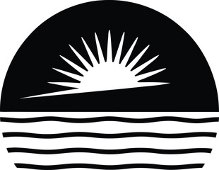 Sunset Silhouette Icon Vector Illustration