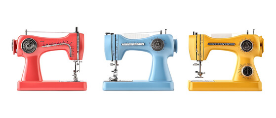 Pack of Sewing Machine Set Against Transparent Background for Craft or Tailoring Projects