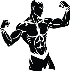 Vector illustration of a muscular woman boxer in a strong pose, showcasing strength and fitness
