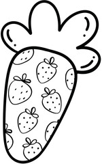 Easter Carrot bunny decorate Black and white for coloring seasonal spring