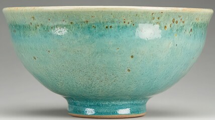Speckled Teal and Off-White Ceramic Bowl with Ombre Effect